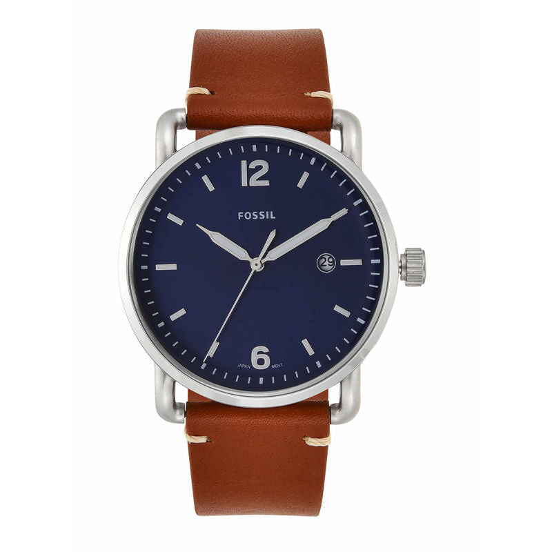  Shop Authentic Fossil Commuter Blue Dial Blue Leather Strap Watch for Men - FS5325 - Luxxuri