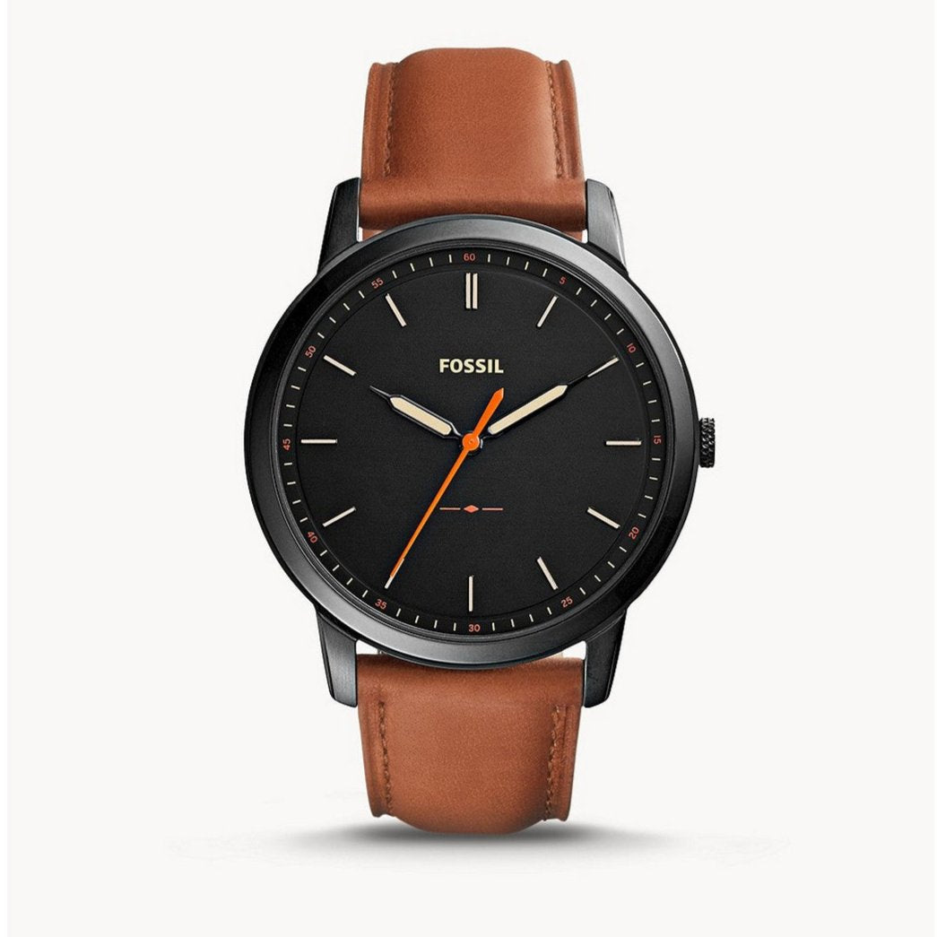  Shop Authentic Fossil The Minimalist Black Dial Brown Leather Strap Watch for Men - FS5305 - Luxxuri