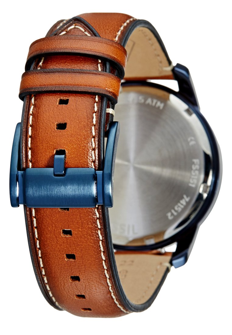  Shop Authentic Fossil Grant Chronograph Blue Dial Brown Leather Strap Watch for Men - FS5151 - Luxxuri