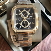 Shop Authentic Fossil Inscription Multifunction Black Dial Gold Steel Strap Watch for Men - BQ2656 - Luxxuri