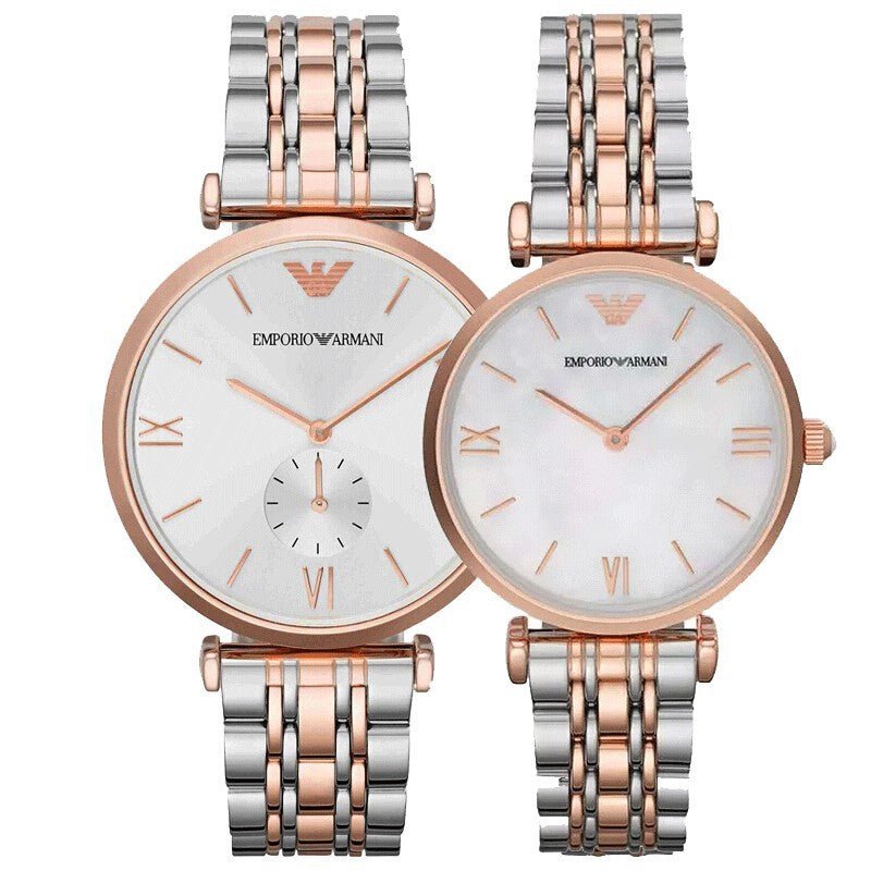  Shop Authentic Emporio Armani Retro Silver Dial Two Tone Steel Strap Watch For Men - AR1677 - Luxxuri