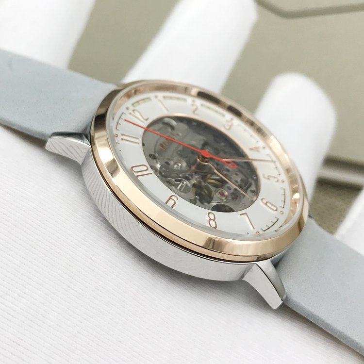  Shop Authentic Fossil Vintage Muse Automatic Skeleton White Dial Grey Leather Strap Watch for Women - ME3131 - Luxxuri