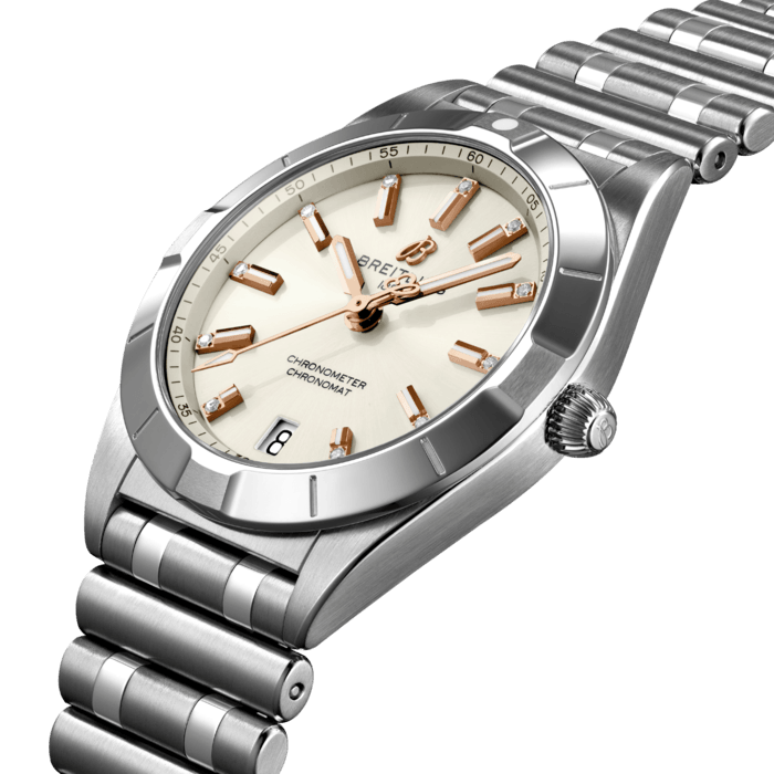  Shop Authentic Breitling Chronomat 32 Diamonds White Dial Silver Steel Strap Watch for Women - A77310101A3A1 - Luxxuri