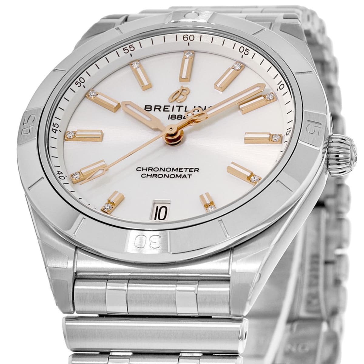  Shop Authentic Breitling Chronomat 32 Diamonds White Dial Silver Steel Strap Watch for Women - A77310101A3A1 - Luxxuri