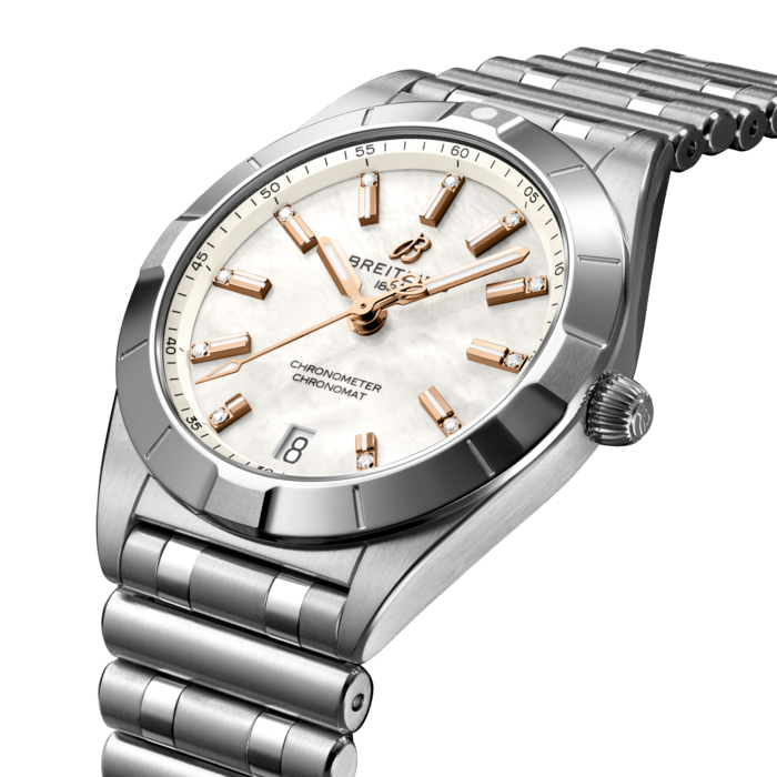  Shop Authentic Breitling Chronomat 32 Mother of Pearl Dial Silver Steel Strap Watch for Women - A77310101A4A1 - Luxxuri