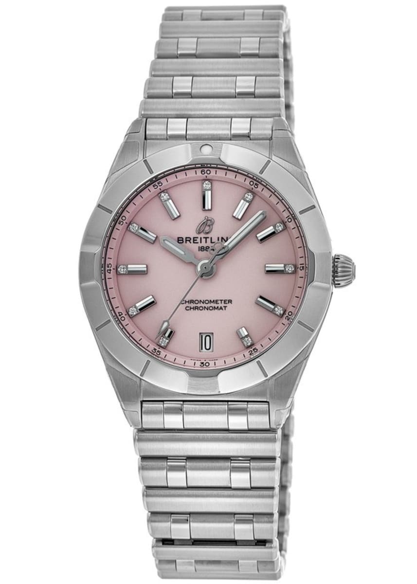  Shop Authentic Breitling Chronomat 32 Diamonds Pink Dial Silver Steel Strap Watch for Women - A77310101K1A1 - Luxxuri
