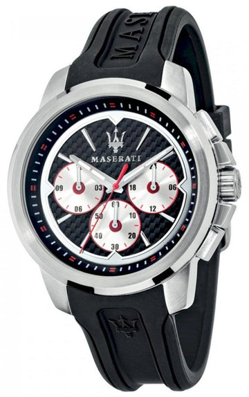  Shop Authentic Maserati SFIDA Chronograph Black Silver Dial Black Rubber Strap Watch For Men - R8851123001 - Luxxuri