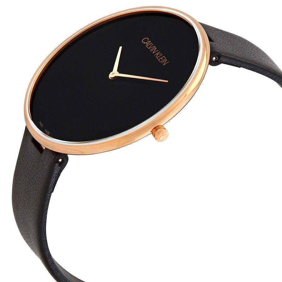  Shop Authentic Calvin Klein Full Moon Black Dial Black Leather Strap Watch for Women - K8Y236C1 - Luxxuri