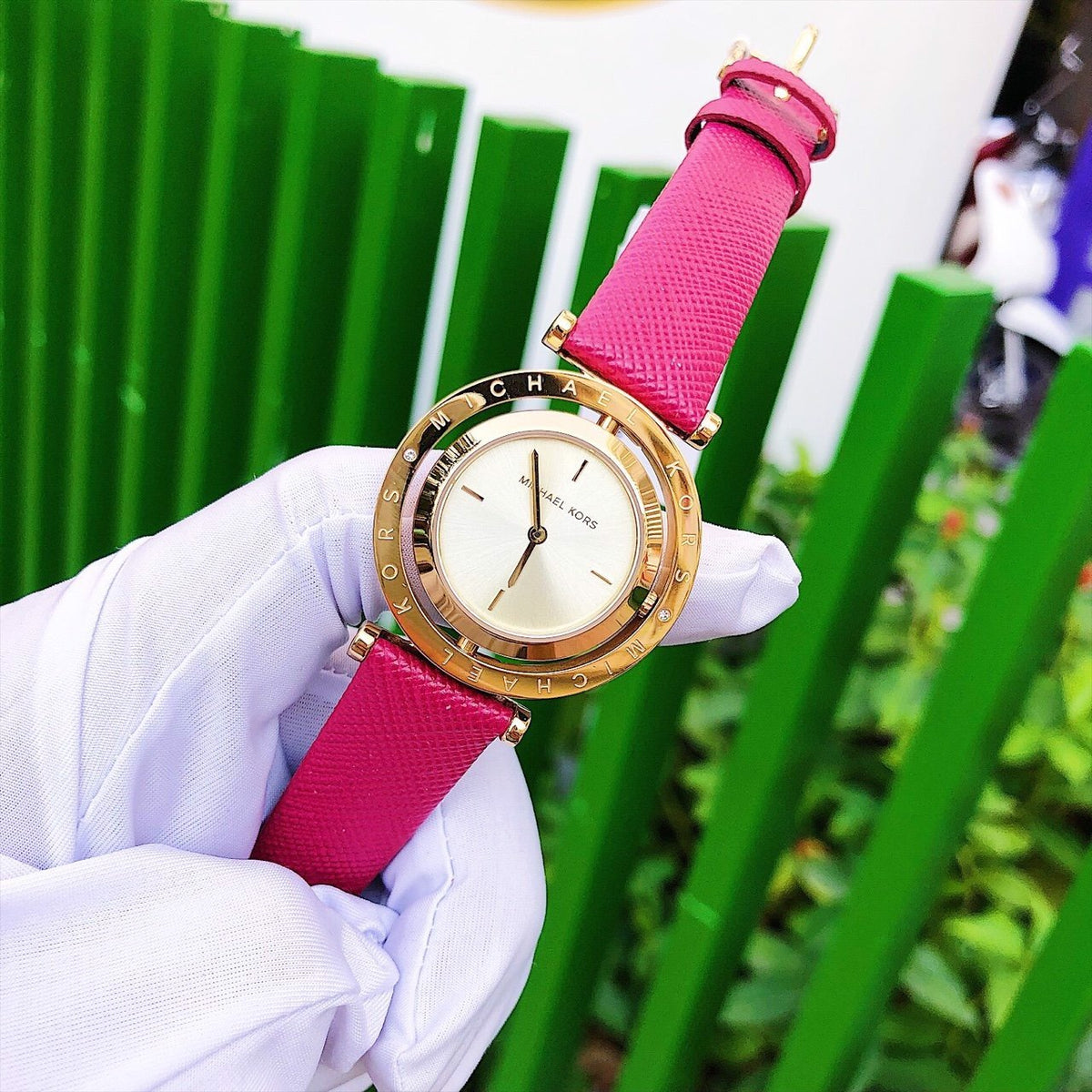  Shop Authentic Michael Kors Averi Gold Dial Pink Leather Strap Watch for Women - MK2525 - Luxxuri