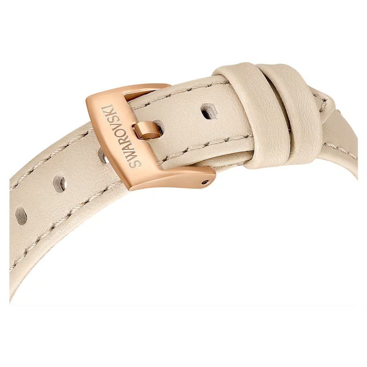 Shop Authentic Swarovski Certa Crystals Silver Dial Beige Leather Strap Watch for Women - 5672968 - Luxxuri