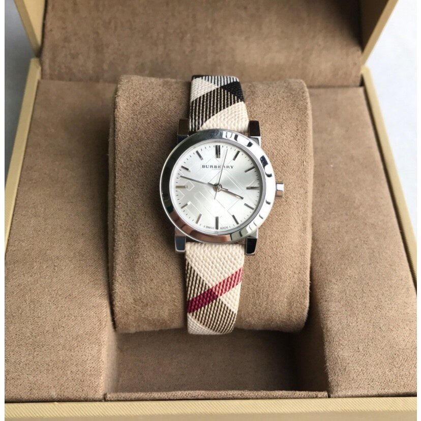  Shop Authentic Burberry The City Nova Silver Dial Brown Leather Strap Watch for Women - BU9212 - Luxxuri