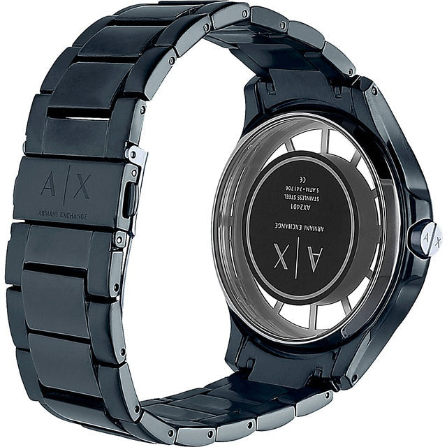  Shop Authentic Armani Exchange Hampton Skeleton Grey Dial Blue Steel Strap Watch For Men - AX2401 - Luxxuri