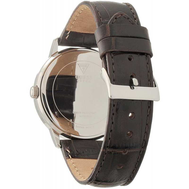  Shop Authentic Guess Wafer Quartz White Dial Brown Leather Strap Watch For Men - W70016G2 - Luxxuri