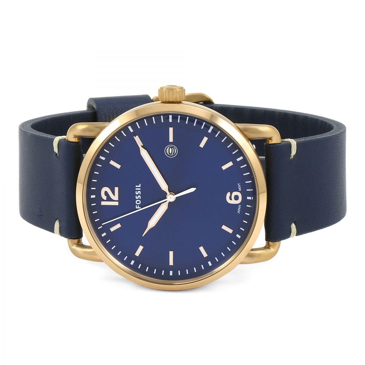  Shop Authentic Fossil The Commuter Blue Dial Blue Leather Strap Watch for Men - FS5274 - Luxxuri