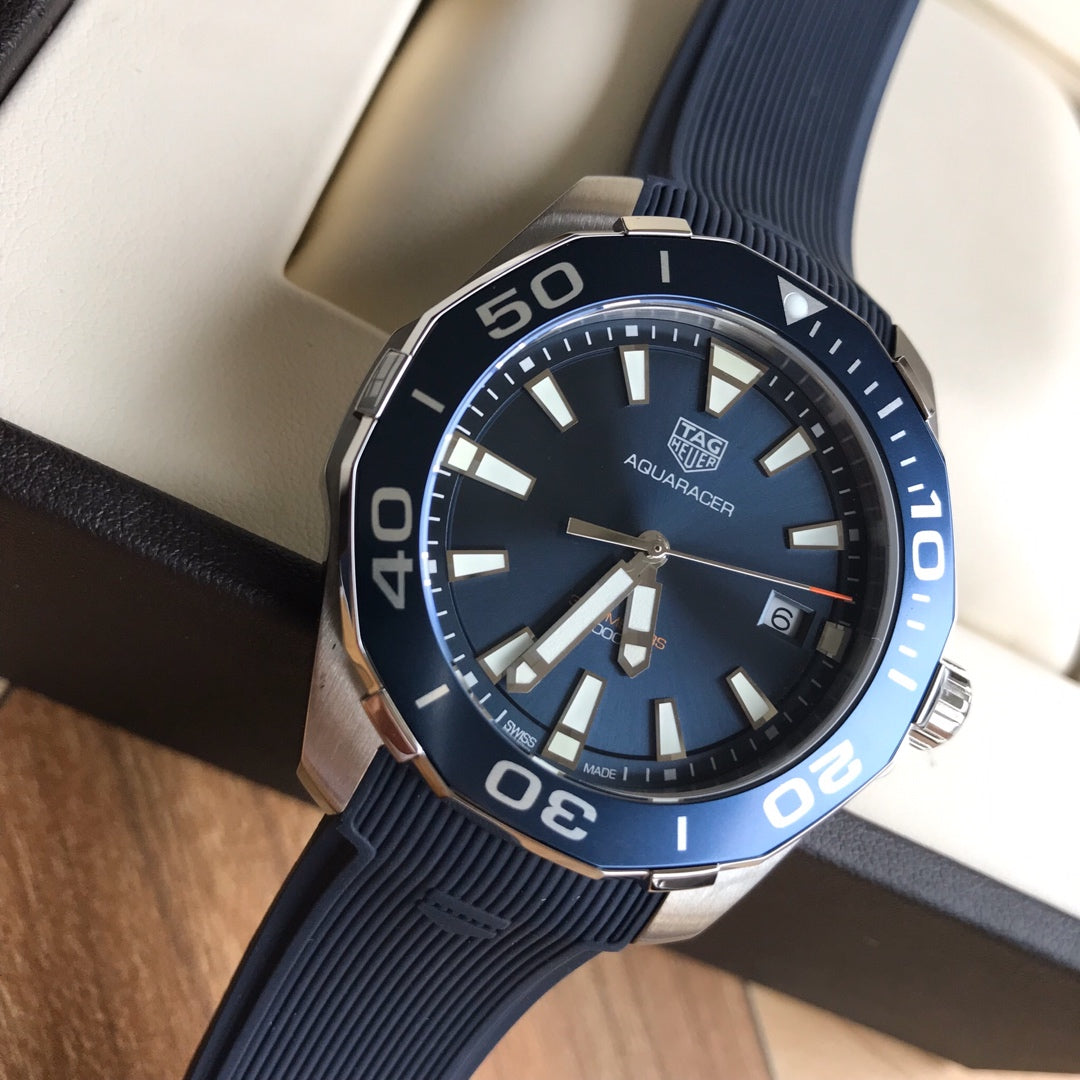  Shop Authentic Tag Heuer Aquaracer Blue Dial Blue Rubber Strap Watch for Men - WAY111C.FT6155 - Luxxuri