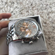  Shop Authentic Michael Kors Lexington Chronograph Silver Dial Silver Steel Strap Watch for Men - MK8515 - Luxxuri