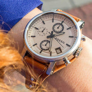  Shop Authentic Fossil Original Boyfriend Sport Chronograph Beige Dial Brown Leather Strap Watch for Women - ES4046 - Luxxuri