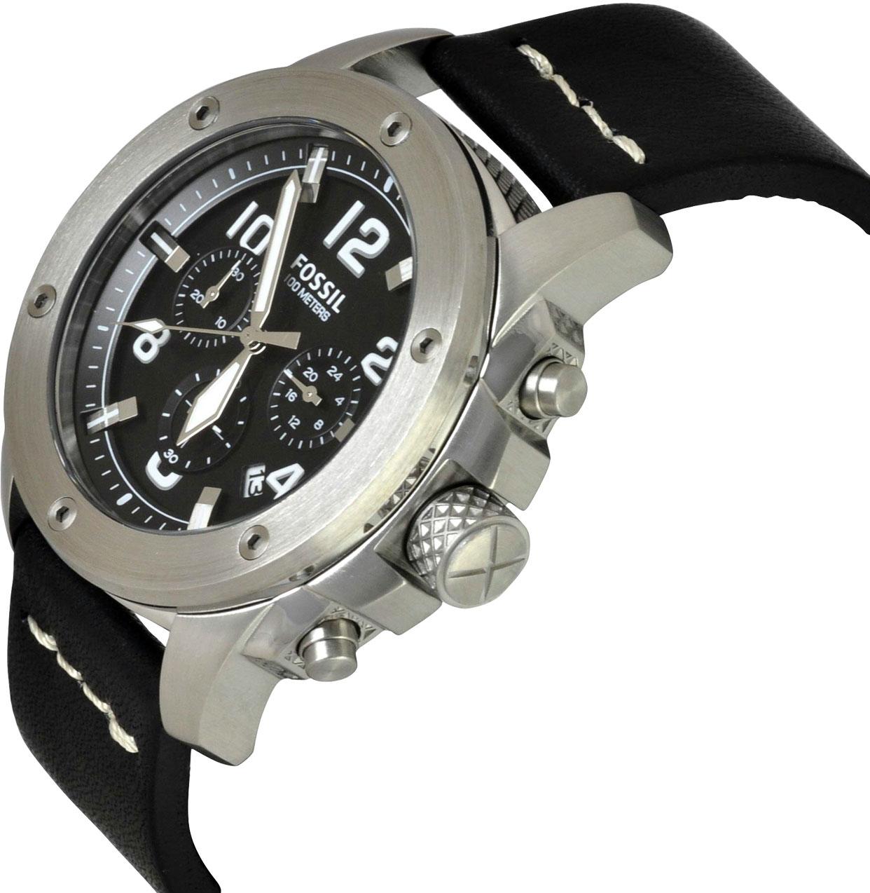  Shop Authentic Fossil Modern Machine Chronograph Black Dial Black Leather Strap Watch for Men - FS4928 - Luxxuri
