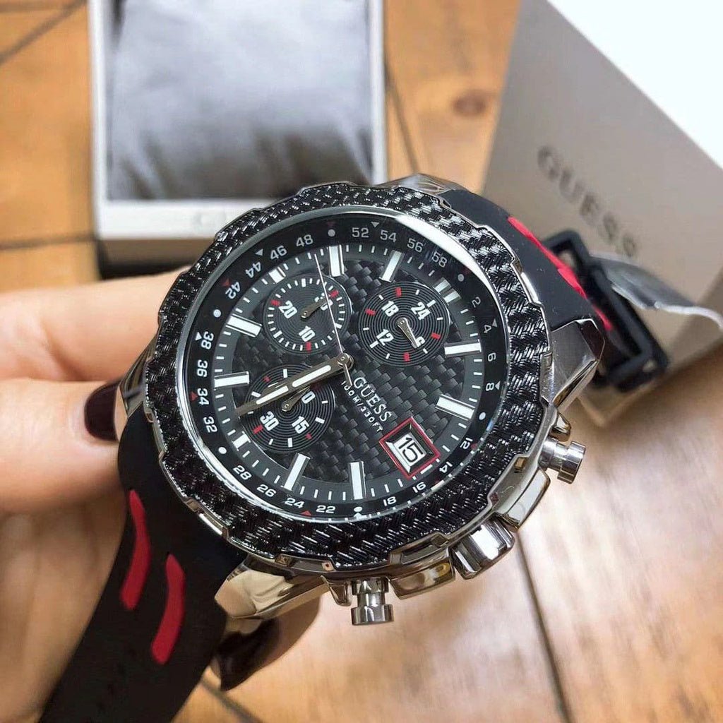  Shop Authentic Guess Octane Chronograph Black Dial Two Tone Silicone Strap Watch For Men - W1047G1 - Luxxuri