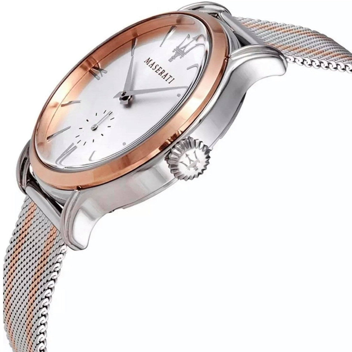  Shop Authentic Maserati Epoca Silver Dial Two Tone Mesh Bracelet Watch For Men - R8853118005 - Luxxuri
