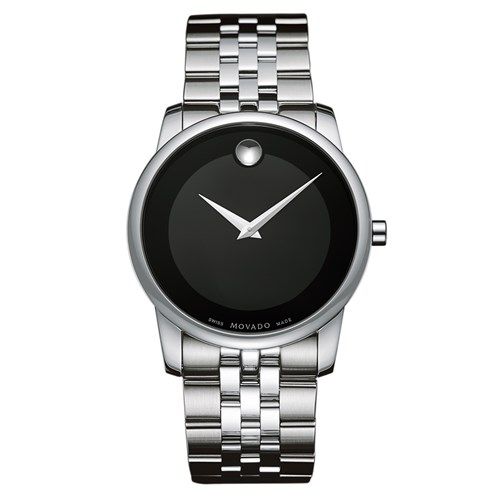  Shop Authentic Movado Museum Classic Black Dial Silver Steel Strap Watch For Men - 606504 - Luxxuri