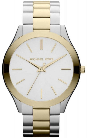  Shop Authentic Michael Kors Runway Slim Silver Dial Two Tone Stainless Steel Strap Watch for Women - MK3198 - Luxxuri