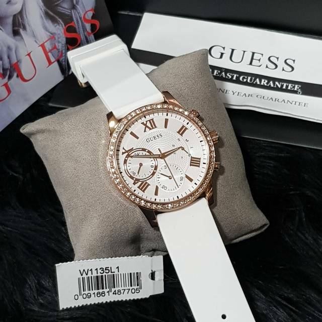  Shop Authentic Guess Solar White Dial White Rubber Strap Watch For Women - W1135L1 - Luxxuri