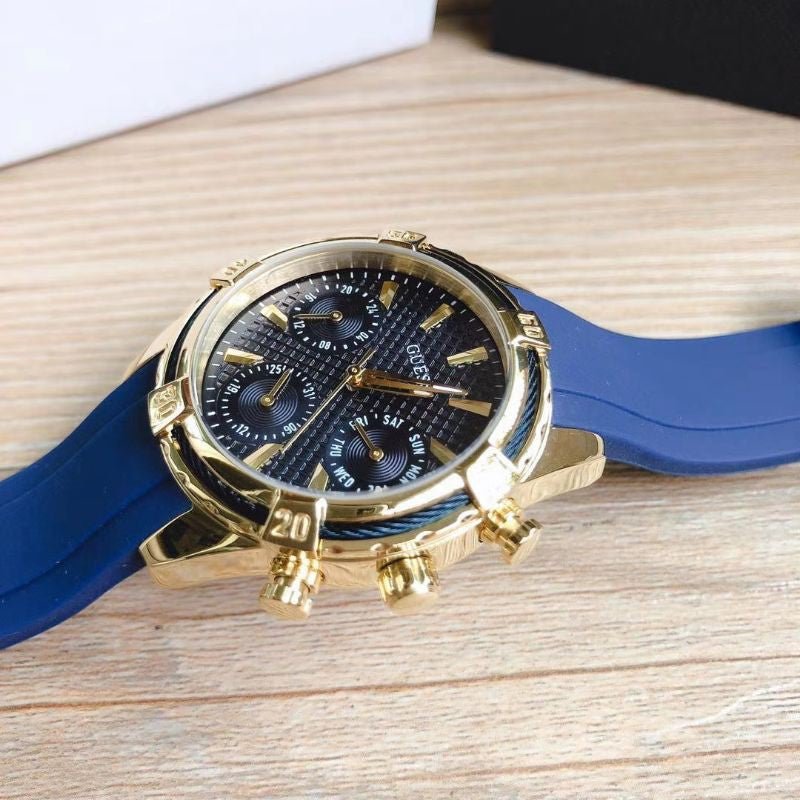  Shop Authentic Guess Catalina Blue Gold Tone Blue Silicone Strap Watch For Women - W0562L2 - Luxxuri