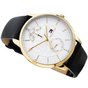  Shop Authentic Tommy Hilfiger Hunter White Dial Black Leather Strap Watch for Men - 1791606 - Luxxuri