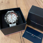  Shop Authentic Tommy Hilfiger Nolan Multi Function White Dial White Rubber Strap Watch for Men - 1791146 - Luxxuri