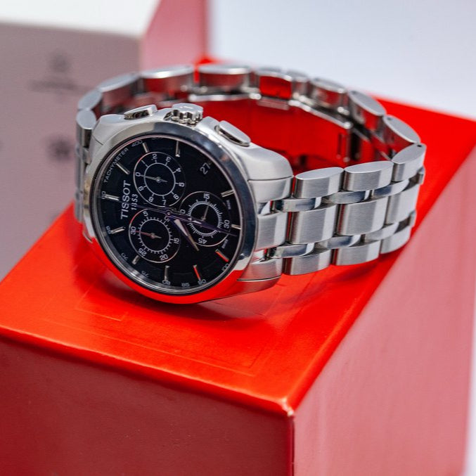  Shop Authentic Tissot Couturier Chronograph Black Dial Silver Steel Strap Watch For Men - T035.617.11.051.00 - Luxxuri