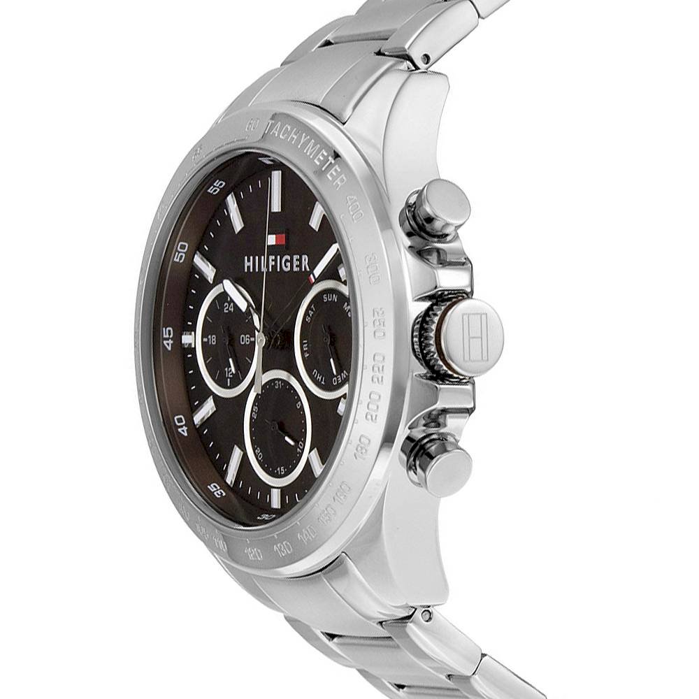  Shop Authentic Tommy Hilfiger Hudson Chronograph Quartz Brown Dial Silver Steel Strap Watch For Men - 1791229 - Luxxuri
