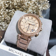  Shop Authentic Michael Kors Uptown Glam Parker Chronograph Rose Gold Dial Steel Strap Watch for Women - MK5663 - Luxxuri
