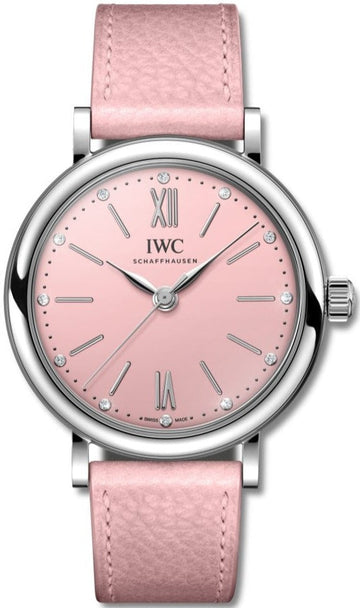  Shop Authentic IWC Portofino Automatic Pink Dial Pink Leather Strap Watch for Women - IW357417 - Luxxuri
