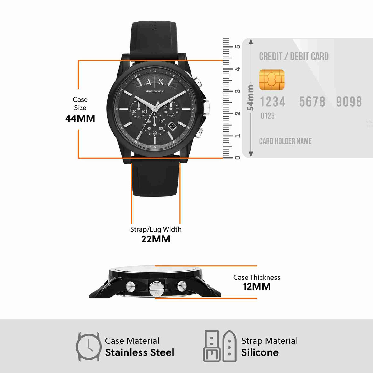  Shop Authentic Armani Exchange Outerbanks Chronograph Black Dial Black Silicone Strap Watch For Men - AX1326 - Luxxuri