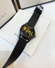  Shop Authentic Gucci G Timeless Ghost Black Dial Black Rubber Strap Unisex Watch - YA1264017 - Luxxuri