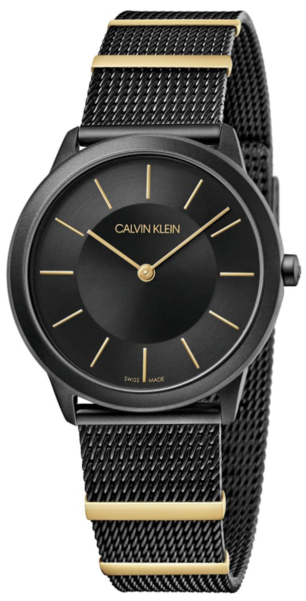 Shop Authentic Calvin Klein Minimal Black Dial Black Steel Strap Watch For Men - K3M524Z1 - Luxxuri