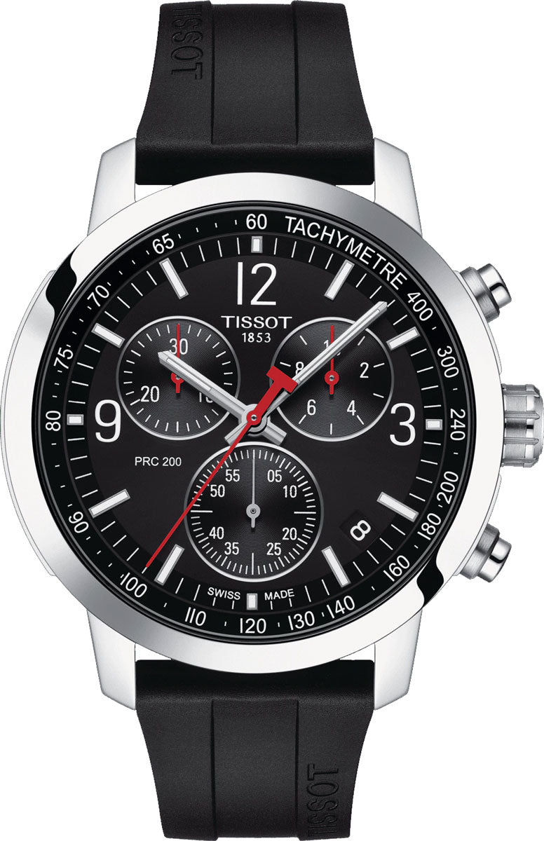  Shop Authentic Tissot PRC 200 Chronograph Black Dial Black Rubber Strap Watch for Men - T114.417.17.057.00 - Luxxuri