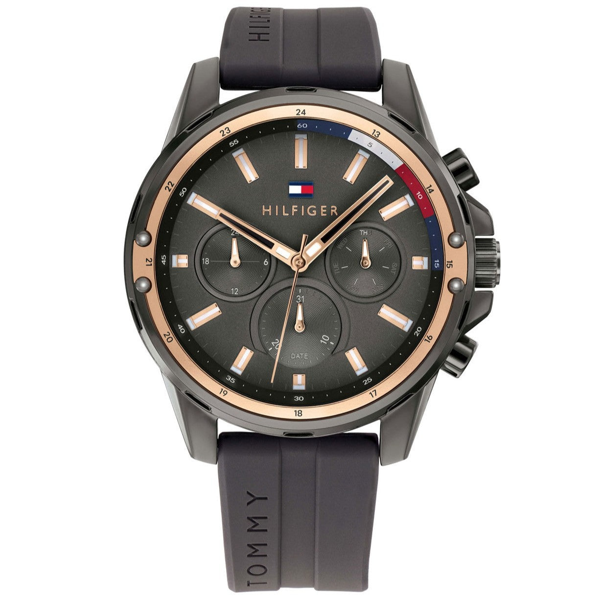  Shop Authentic Tommy Hilfiger Mason Black Dial Black Rubber Strap Watch for Men - 1791792 - Luxxuri