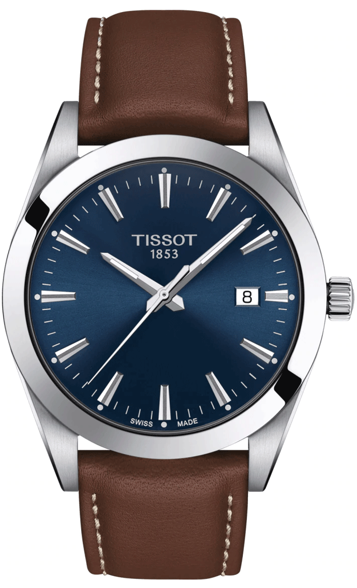  Shop Authentic Tissot Gentleman Blue Dial Brown Leather Strap Watch For Men - T127.410.16.041.00 - Luxxuri