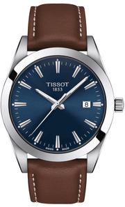  Shop Authentic Tissot Gentleman Blue Dial Brown Leather Strap Watch For Men - T127.410.16.041.00 - Luxxuri