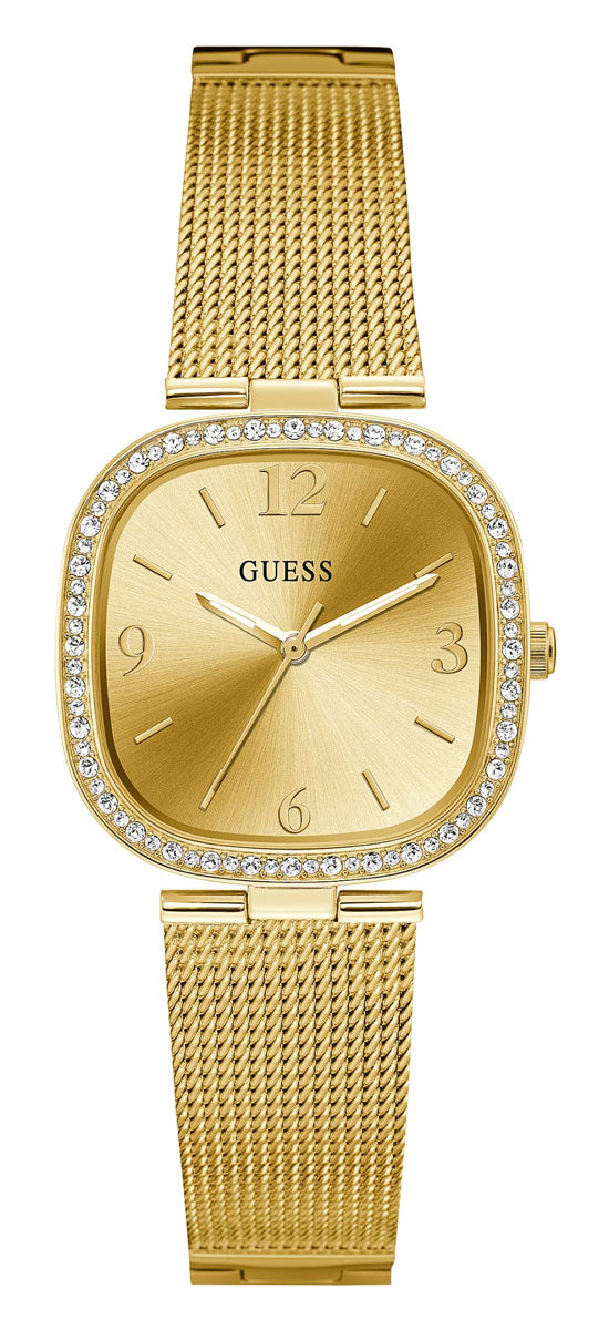  Shop Authentic Guess Tapestry Diamonds Gold Dial Gold Mesh Bracelet Watch for Women - GW0354L2 - Luxxuri