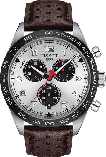  Shop Authentic Tissot T Sport PRS 516 Chronograph Silver Dial Brown Leather Strap Watch for Men - T131.617.16.032.00 - Luxxuri