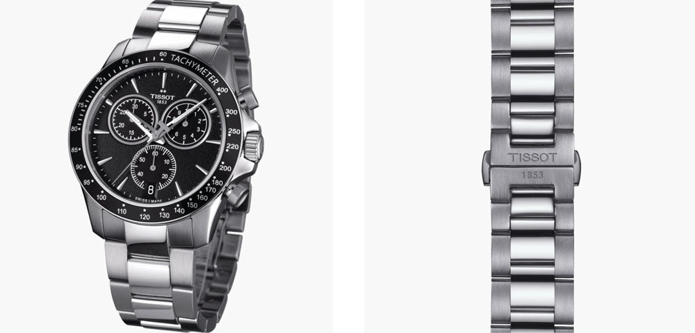  Shop Authentic Tissot V8 Quartz Chronograph Black Dial Silver Steel Strap Watch For Men - T106.417.11.051.00 - Luxxuri