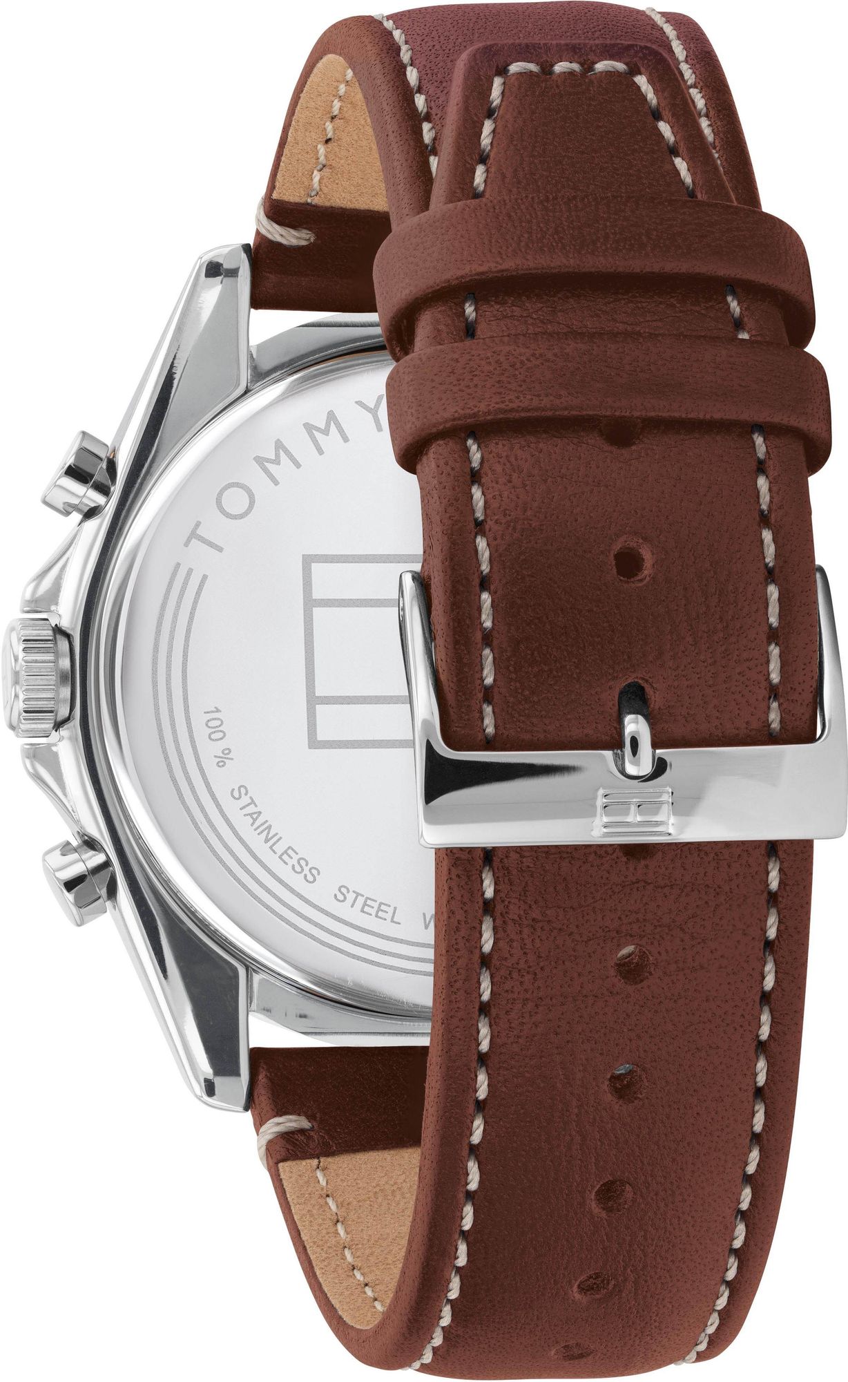  Shop Authentic Tommy Hilfiger Parker Chronograph Blue Dial Brown Leather Strap Watch For Men - 1791837 - Luxxuri