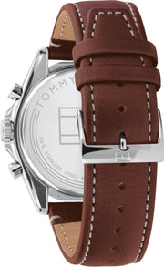  Shop Authentic Tommy Hilfiger Parker Chronograph Blue Dial Brown Leather Strap Watch For Men - 1791837 - Luxxuri