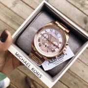  Shop Authentic Michael Kors Brecken Chronograph Quartz Rose Gold Dial Rose Gold Steel Strap Watch For Women - MK6367 - Luxxuri
