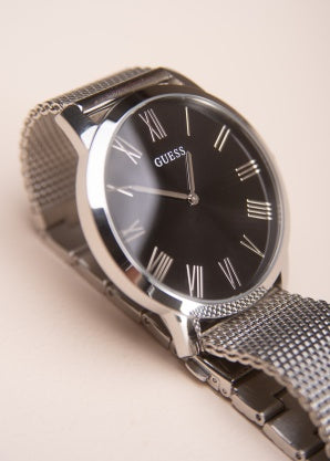  Shop Authentic Guess Analog Black Dial Silver Mesh Bracelet Watch for Men - W1263G1 - Luxxuri