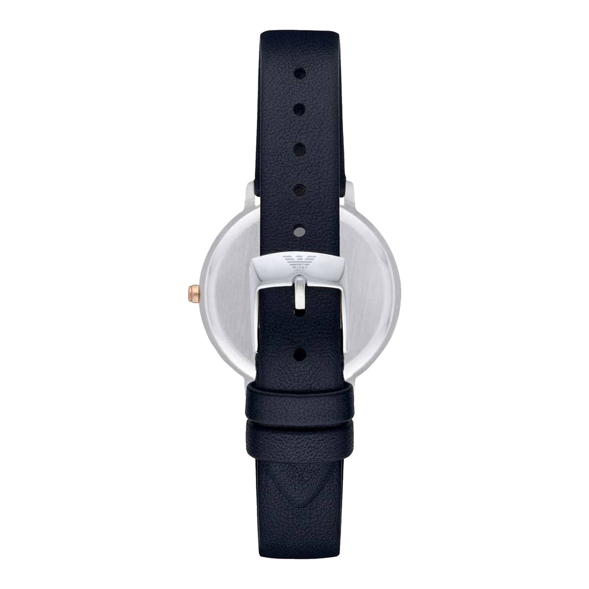  Shop Authentic Emporio Armani Kappa White Mother of Pearl Dial Black Leather Strap Watch For Women - AR2509 - Luxxuri