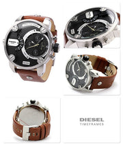  Shop Authentic Diesel SBA Dual Time Black Dial Brown Leather Strap Watch For Men - DZ7264 - Luxxuri